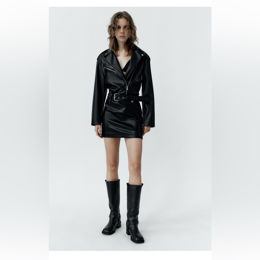 NWT/Zara zippered faux leather dress/XL